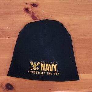 AMERICA'S NAVY FORGED BY THE SEA Acrylic Beanie Toboggan BAYSIDE Blue Gold